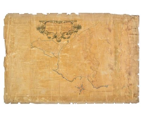 Manuscript map. Pianta e Propetto occidentale di Corfu, fatto di comando..., Francesco Grimani Proveditor General da Mar con 