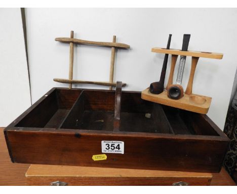 Pipe Stand with Pipes and Wooden Boxes etc 