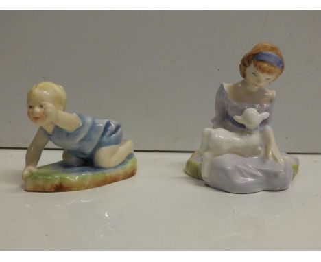 Royal Doulton Figurine - Mary had a Little Lamb and Royal Worcester Michael 