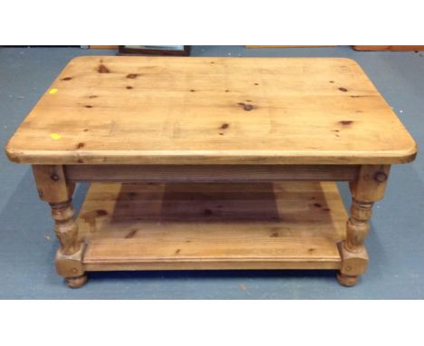 Pine Coffee Table with Shelf Under 