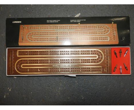 Two Gold Stamped Track Toga Cribbage Board 