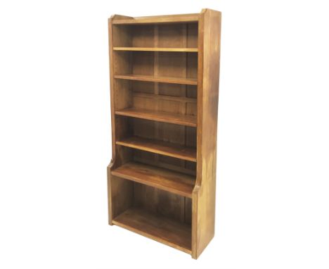 'Mouseman' oak bookcase, four adjustable shelves by Robert Thompson of Kilburn, W84cm, H183cm, D32cm - Condition Report 