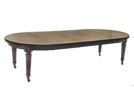 Spillman &amp; Co. London - large Victorian mahogany extending dining table with three additional leaves, on turned and reede