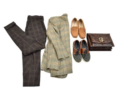 Modern Costume and Accessories, comprising a pair of Gucci brown checked stretch jodphurs (size 42)Emporio Armani green check