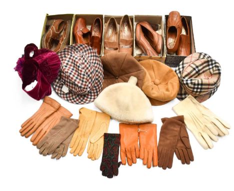 Circa 1950s and Later Costume Accessories, comprising a pair of Morelands sheepskin lined brown suede long boots, smaller zip