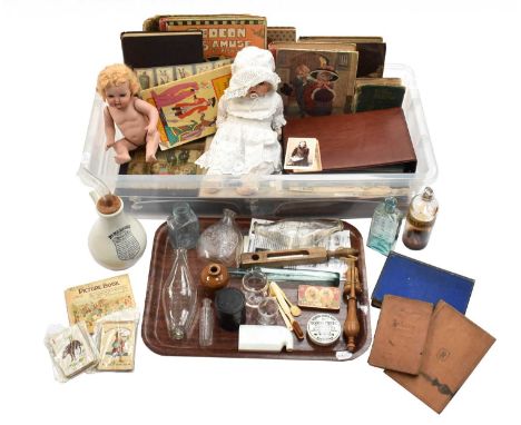 Assorted Late 19th Century/Early 20th Century Childhood Ephemera, comprising hardback annuals and books, school items and a t