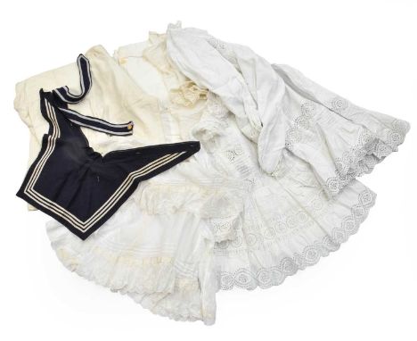 Assorted Early 20th Century Children's Costume, comprising four pairs of white cotton breeches, shorts and long trousers (var