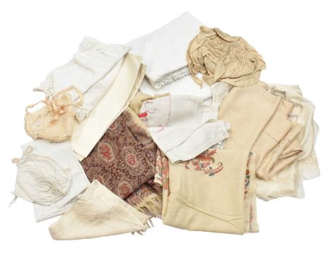 Assorted Circa 19th Century and Later Costume and Accessories, comprising a white Marcella cot blanket and pram blanketwhite 