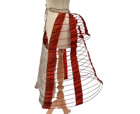 Circa 1860s Thomson's 'Bijou' No 382 Red Cotton Cage CrinolineW S Thomson & Co of Cheapside, London was the leading manufactu