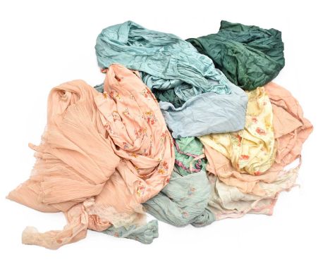 Assorted Circa 1930s and Later Ladies Lingerie and Night Wear, comprising a pink floral nightdress with short sleeves, anothe