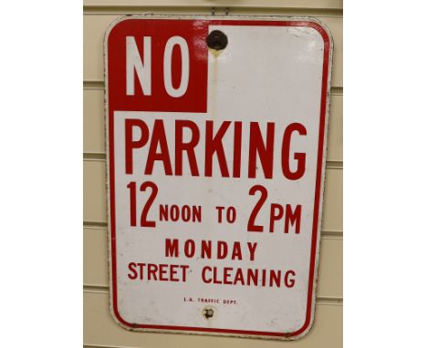 A U.S.A. enamel sign, No Parking, LA Traffic Dept.