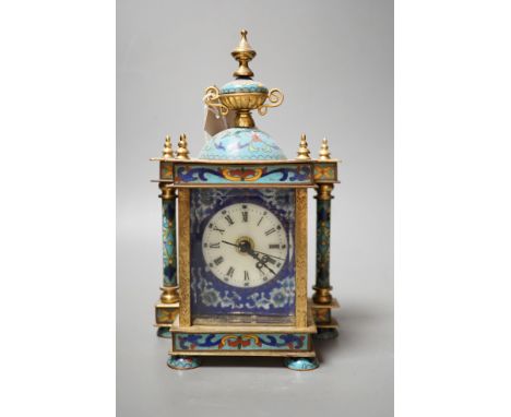 A cloisonné enamel mantel clock, with quartz movement, 22cm