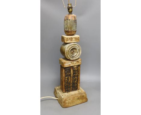 Bernard Rooke (b.1938), Studio pottery Totem floor lamp, Stoneware, originally purchased from Heal's in 1968