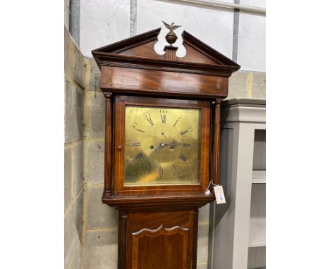 An early 19th century Irish mahogany eight day longcase clock, the square brass dial marked Buchanan, Dublin, height 228cm