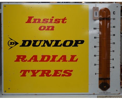 An enamel sign, Insist on Dunlop Radial Tyres, 66.5cms wide x 51cms high