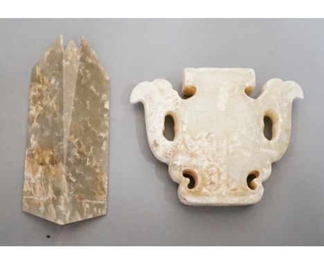 Two Chinese archaic jade carvings - a cicada and finial