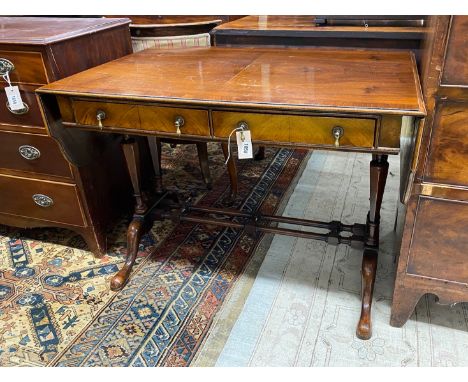 A Queen Anne revival banded walnut sofa table, width 98cm, depth 64cm, height 70cm