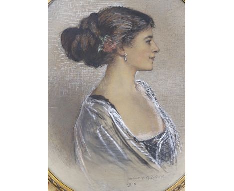 Herbert H. Gilchrist, pastel, Portrait of a lady, signed and dated 1910, 73 x 61cm