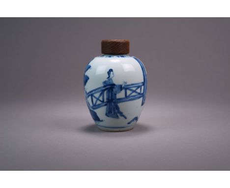 A Chinese blue and white tea caddy Chenghua four-character mark but Kangxi/Qianlong Of ovoid form and decorated with Long Eli