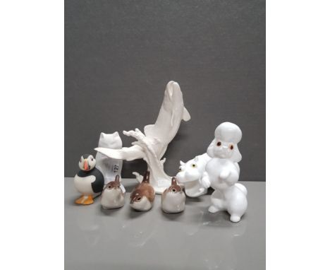 8 ANIMAL ORNAMENTS INC 3 RUSSIAN BIRDS GOEBEL FISH ETC