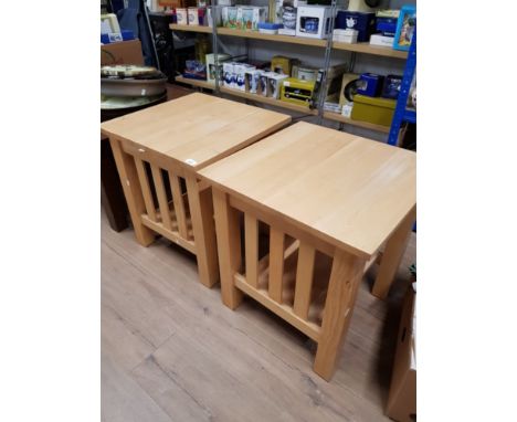 A PAIR OF 2 BEECH LAMP TABLES