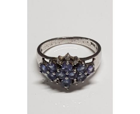 HALLMARKED 925 SILVER AND TANZANITE RING SIZE N