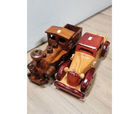 2 WOODEN MODEL VEHICLES TRAIN AND CAR