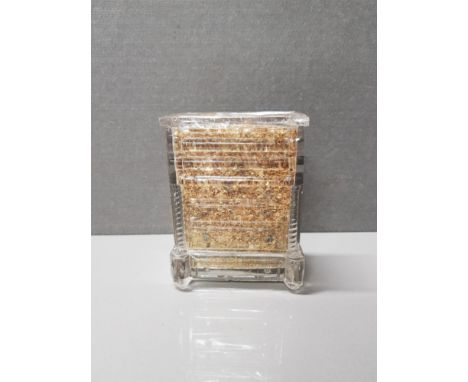 MINIATURE GLASS SCOTCH CHEST FULL OF 18CT GOLD LEAF FRAGMENTS