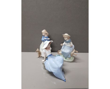 3 NAO FIGURINES INC 1042 LISTENING TO THE BIRDS SONGS DATED 1987
