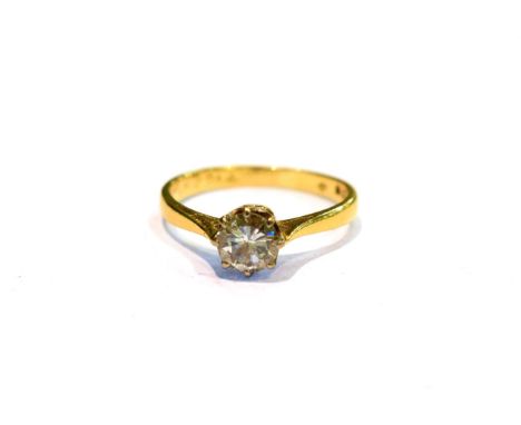 An 18 carat gold diamond solitaire ring, estimated diamond weight 0.50 carat approximately, finger size I1/2.  Gross weight 1