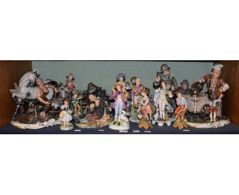 A collection of Capodimonte and other Continental bisque and porcelain figures and groups, including: The Farrier, The Ice-Cr