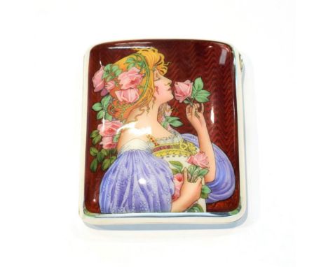 A German or Austrian silver and enamel cigarette-case, with English import marks for Heinrich Levinger, Birmingham, 1900, obl