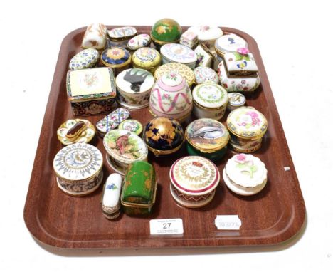 Enamel and porcelain trinket boxes including Halcyon Days, Royal Worcester and Limoges (approximately 33)