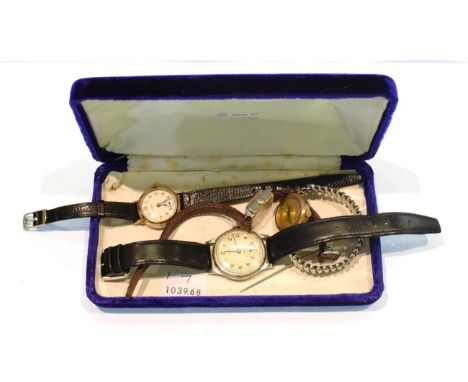 Two 9 carat gold cased wristwatches and two 1920's watches 