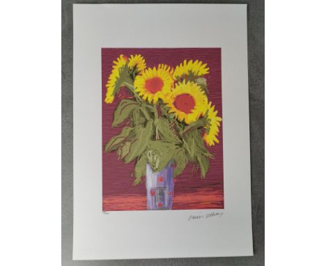 nach HOCKNEY, DAVID (geb. 1937 in Bradford, Großbritannien), Lithographie: "Flowers / Sunflowers". Farblithographie auf Bütte