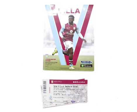 Aston Villa signed matchday programme, vs Manchester United 14/08/2015, signed by Louis Van Gaal, Sergio Romero and Juan Mata