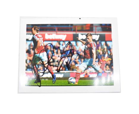 Signed Mark Noble and possibly Aaron Cresswell 5x7 colour photograph, West Ham United