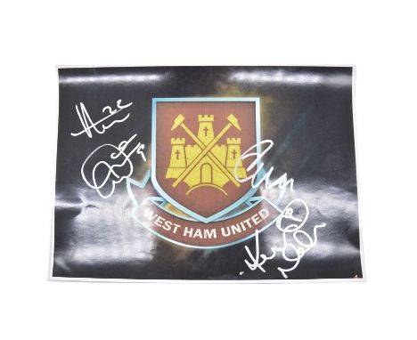 Two signed West Ham United A4 club badge, including Henri Lansbury, Kevin Nolan, Carlton Cole and others
