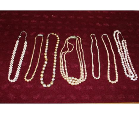 A selection of simulated pearl necklaces 