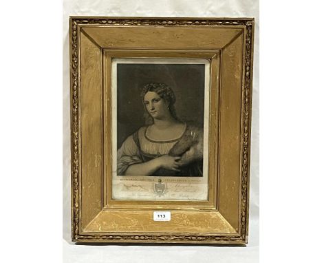 RAPHAEL MORGHEN. ITALIAN 1758-1833. La Fornarina (after Raphael). Engraving 12½" x 9".