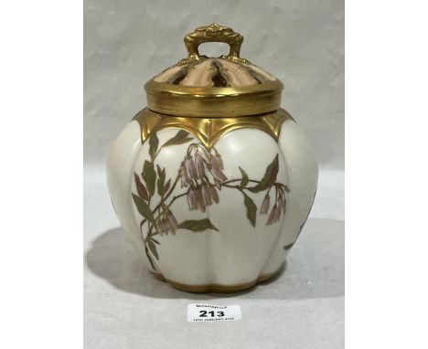 A Royal Worcester pot-pourri jar and covers. Shape 1313. 7½" high.