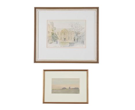 λ SIR HUGH CASSON (BRITISH 1910-1999)WITTENHAMWatercolourSigned with initials (lower right) and titled (lower left)13 x 23.5c