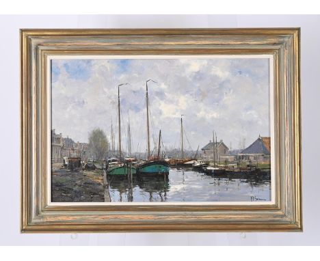 λ FRITS JOHAN GOOSEN (DUTCH B. 1943)SHIPYARD IN HAARLEMOil on canvas Signed (lower right)40 x 60cm (15½ x 23½ in.)Provenance: