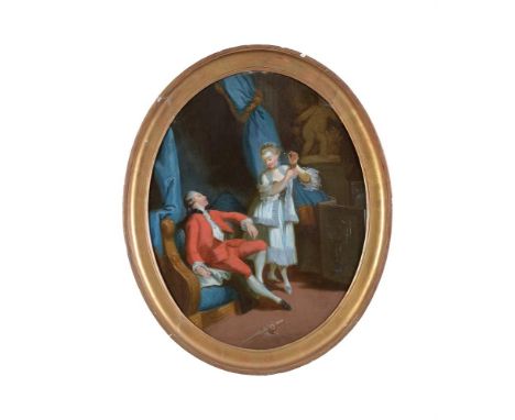 FRENCH SCHOOL (18TH CENTURY)LOVERS' TRYSTOil on canvas, oval 77.5 x 62cm (30½ x 24¼ in.)Provenance:The Ballyedmond Collection