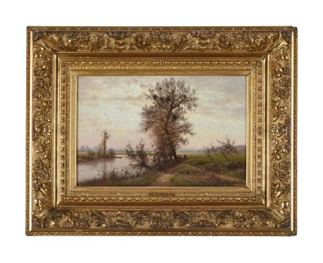 ALEXANDRE CHARLES JOSEPH GITTARD (FRENCH 1832-1904)FIGURE WALKING BESIDE A RIVER Oil on canvas Signed (lower right)28 x 41.5c