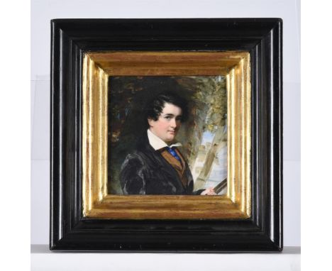 JOHN FAED (BRITISH 1819-1902)PORTRAIT OF A MAN, BUST-LENGTH, IN A LANDSCAPEWatercolour on ivory11.5 x 11.5cm (4½ x 4½ in.)Pro