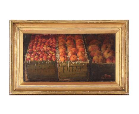 A. FERRI (LATE 19TH/EARLY 20TH CENTURY)THE MARKET STALL (CHERRIES, PEACHES AND NECTARINES) Oil on canvas Signed (lower right)