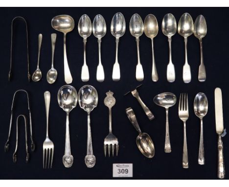Bag of assorted silver and other cutlery items, various, caddy spoons etc. (B.P. 24% incl. VAT)