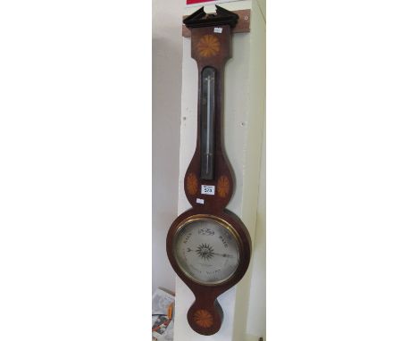 Edwardian mahogany inlaid wheel barometer by Negretti & Zambra.(B.P. 24% incl. VAT)