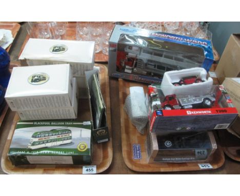 Two trays of diecast vehicles in original boxes to include; Atlas editions, army gun motor carriage, 32 scale Kenworth W900, 